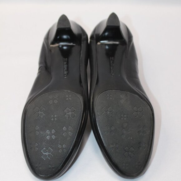 Naturalizer N5 Comfort Genuine Leather Solid Black Kitten Heels - Picture 7 of 11